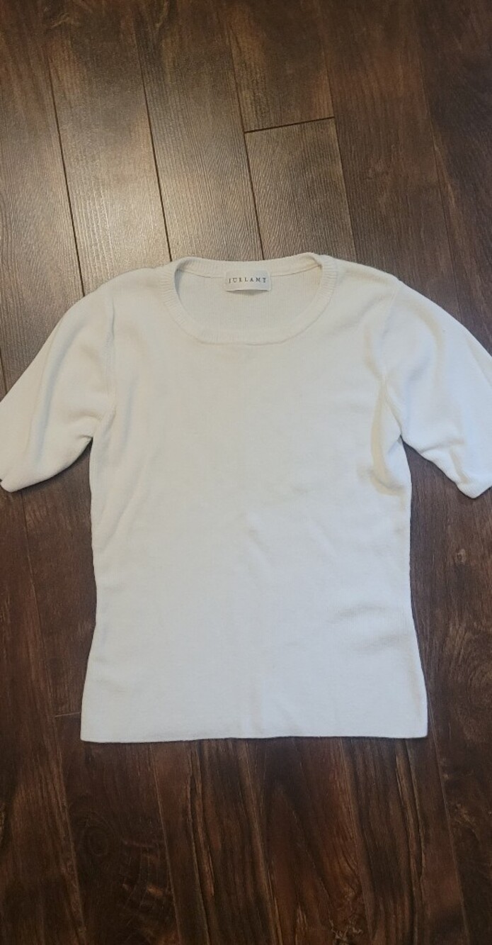 Vintage Juelamy Off-White Fine-Knit Crewneck Top